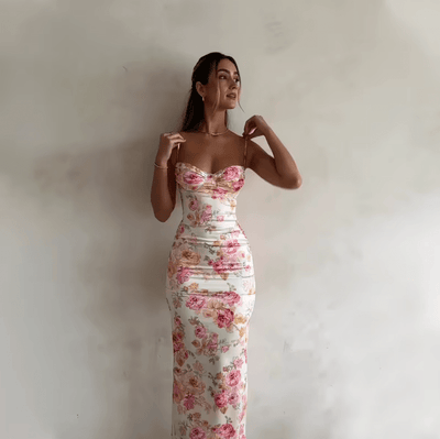 Beau | Letnia Sukienka Maxi w Kwiaty
