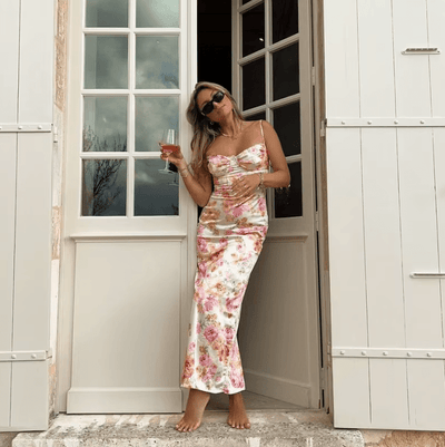 Beau | Letnia Sukienka Maxi w Kwiaty