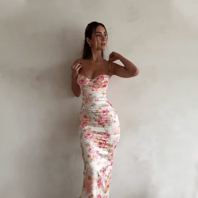 Beau | Letnia Sukienka Maxi w Kwiaty